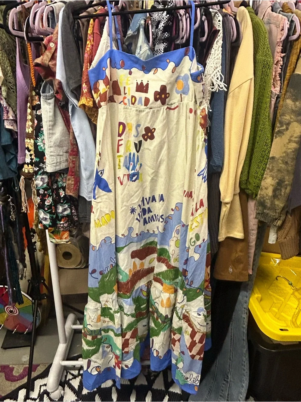 NWT Rachel Zoe Linen Blend Mediterranean Folk Art Midi Dress | Alemais Inspired - Picture 5 of 10